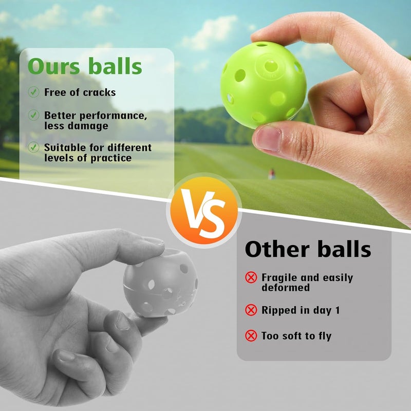 Bac-kitchen Plastic Golf Balls Practice Limited Flight Golf Training Ball Hollow Swing Practice Indoor Golf Balls with Mesh Drawstring Bag for Backyard Driving Range or Outdoor - Image 5